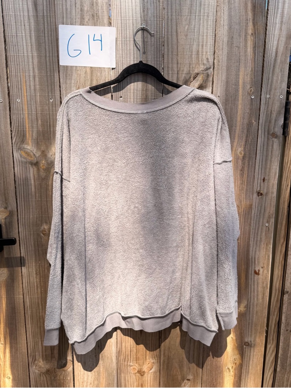 Free People Relaxed Scoopneck Sweatshirt in Light Gray Size Large - Picture 4 of 4